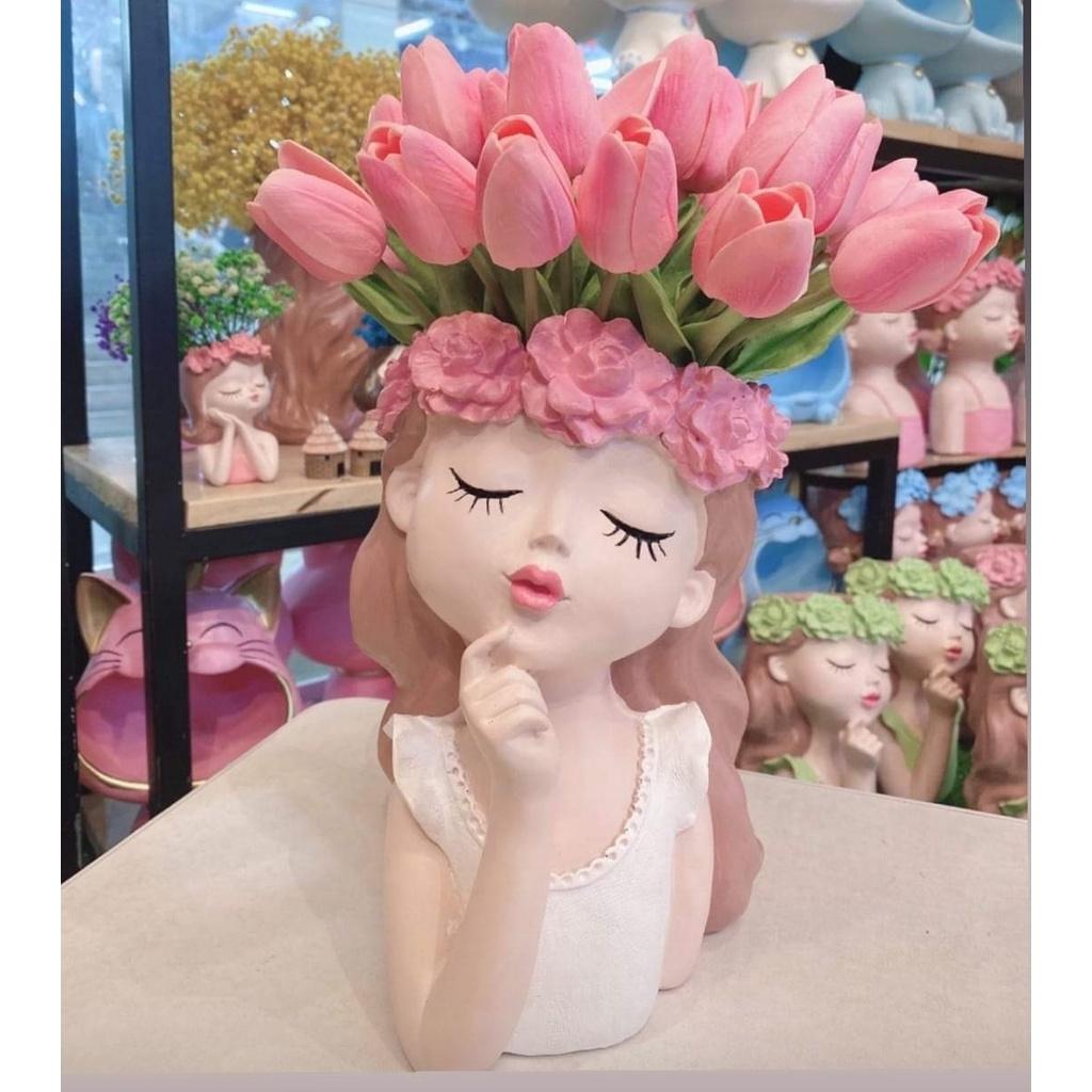 Lọ hoa decor mẫu bình hoa cô gái trang trí