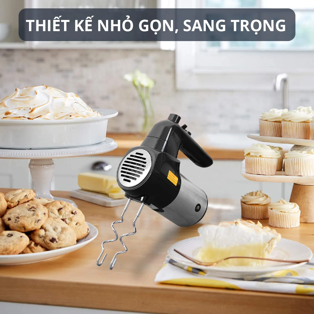 Máy đánh trứng Mishio MK215 300W - 5 tốc độ, đi kèm que đánh bột và đánh trứng - Hàng chính hãng