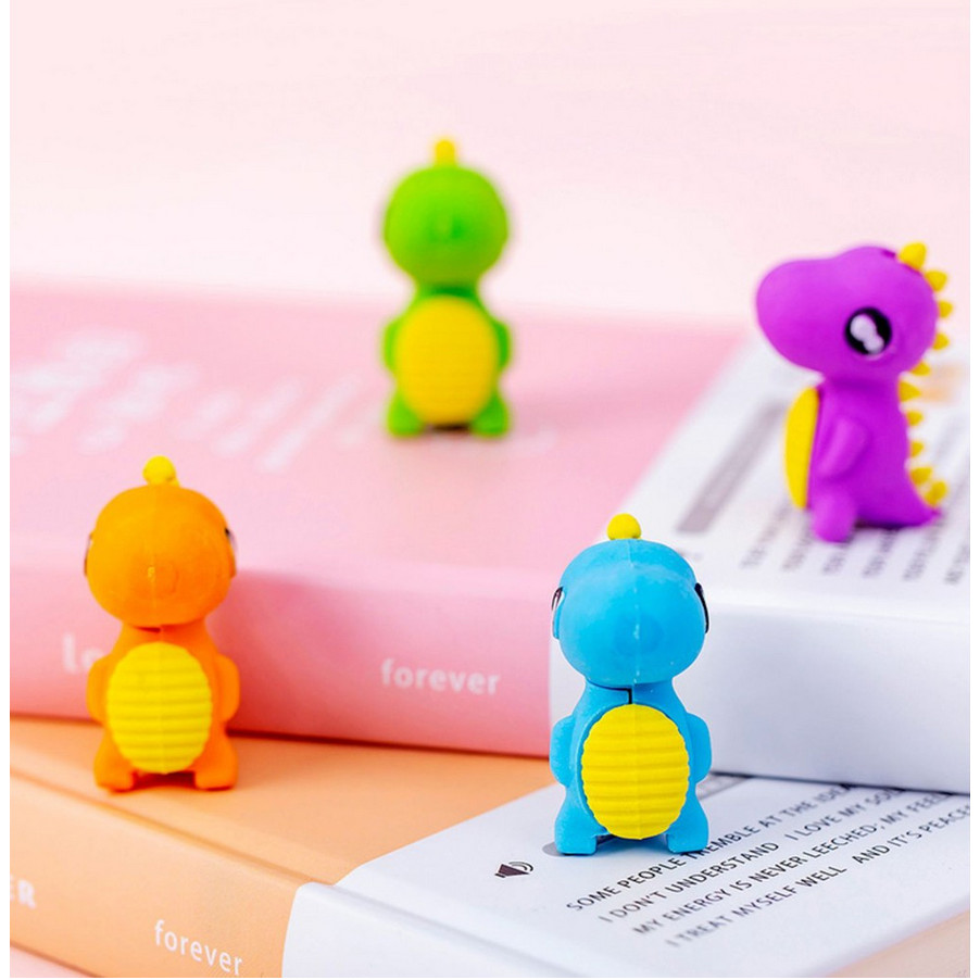 Bộ gôm tẩy 4 chú khủng long ngộ nghĩnh - Bộ 4 con giao màu ngẫu nhiên