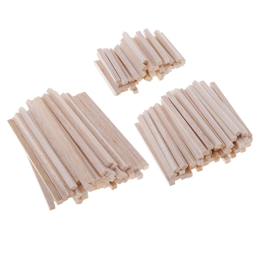 2x50 Pieces Square Balsa Wood Stick Unfinished Woodcraft Stick Dowel Rod 50mm