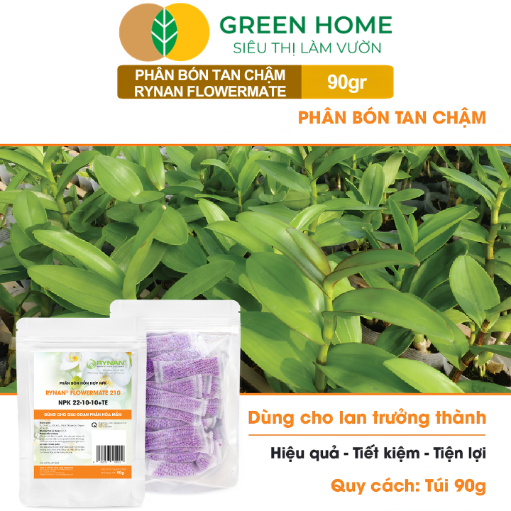 Phân Bón Thông Minh Rynan GreenHome, Túi 90gr, Giải Pháp Dinh Dưỡng Tan Chậm Cho Lan Và Cây Cảnh