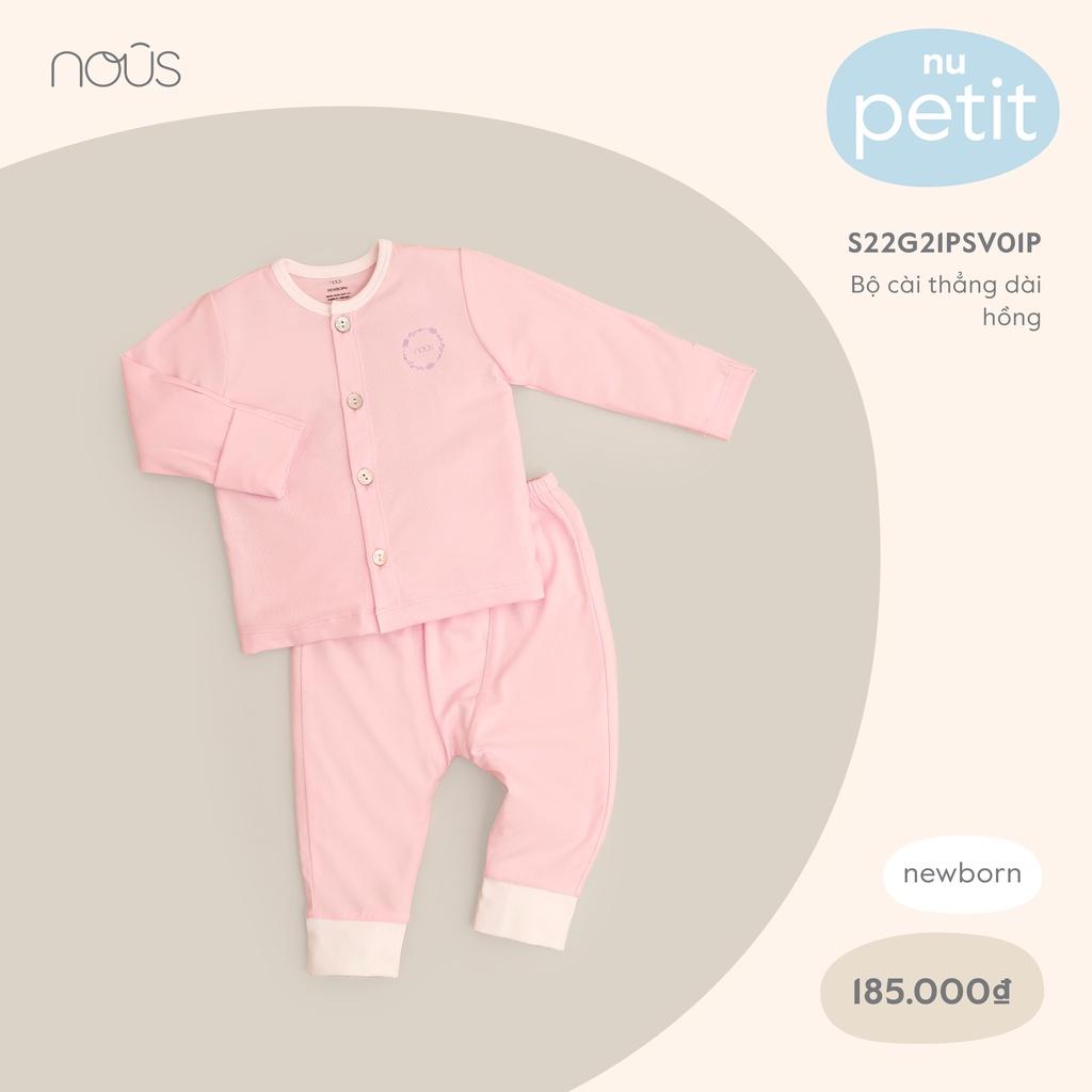 Bộ Quần Áo Sơ Sinh Nous Đồ Dài Cài Thẳng Cho Bé Chất Liệu Nu Petit (Cho bé dưới 5kg)