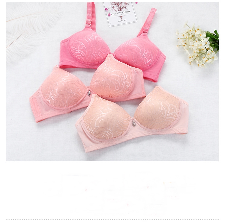 Áo lót trơn không gọng mút đệm vừa cotton thêu vân gân lá