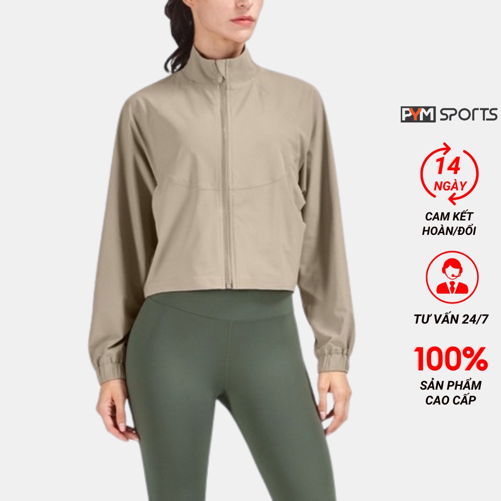 Áo khoác crop dài tay PYM SPORT 1 lớp thiết kế thể thao thoáng khí chất liệu cao cấp co dãn 4 chiều - PYMAT033