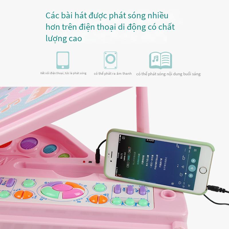 Phong cách mới nhất âm nhạc đa chức năng đàn piano nhỏ đàn organ điện tử có ghế micro giáo dục sớm cho người mới bắt đầu sạc điện thoại di động cho bé gái