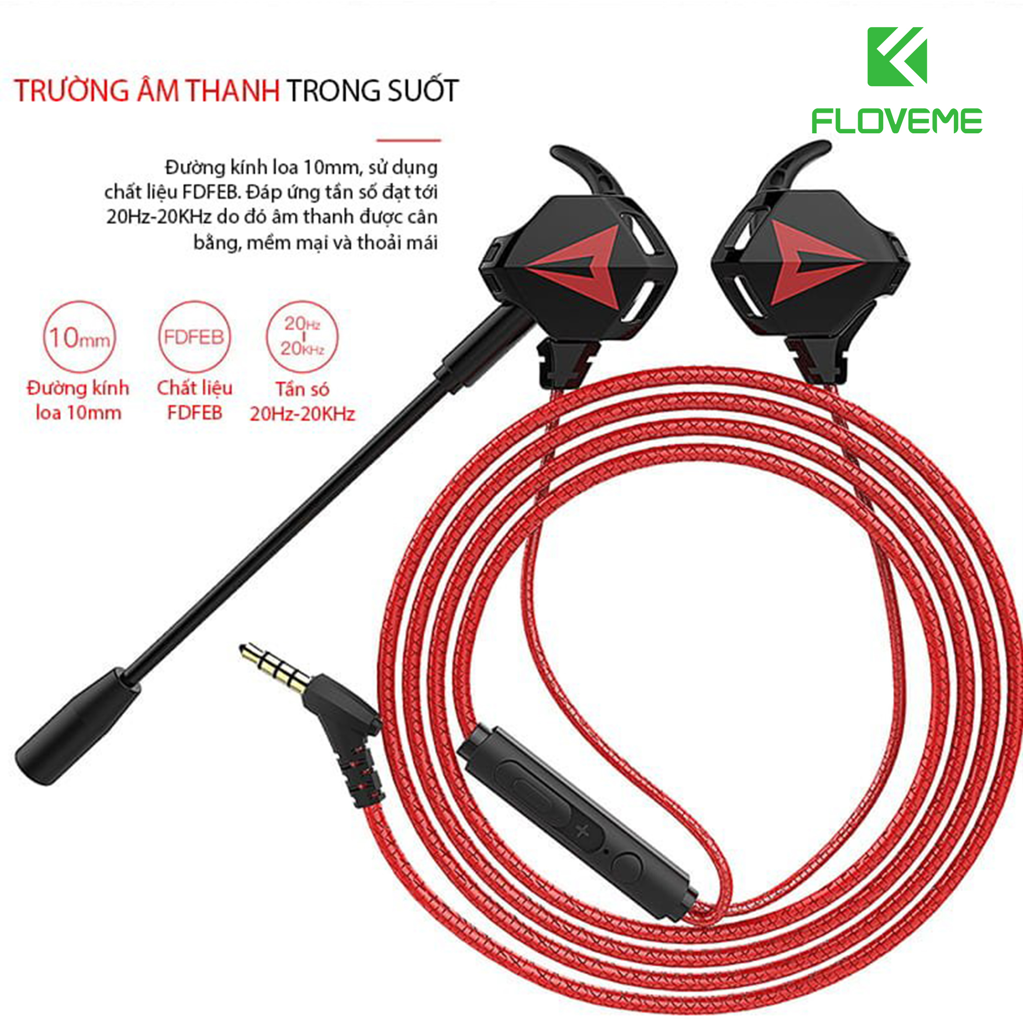 Tai Nghe Sendem s2 gaming có mic FLOVEME - dùng được cho điện thoại và máy tính , khử tiếng ồn - Hàng chính hãng