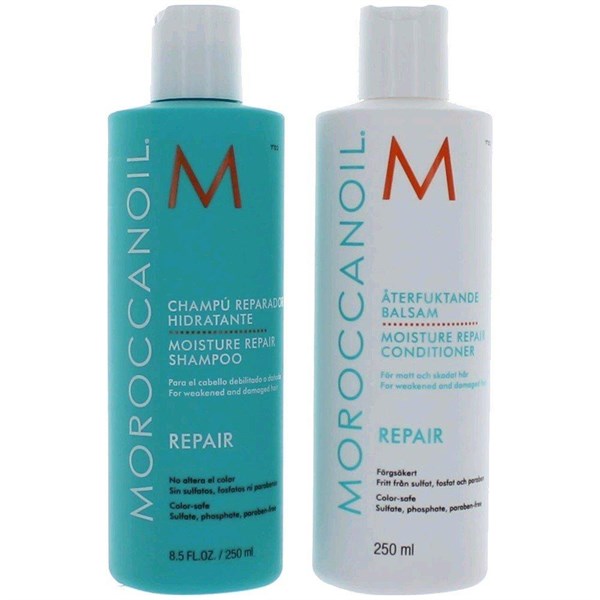 Bộ Combo Bộ Dầu Gội và Xả Phục Hồi Tóc Hư Tổn Moroccanoil Moisture Repair Full Size + Tặng Reuzel Tonic 100ml - Chính hãng