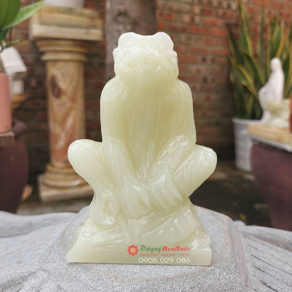 Tượng khỉ 12 con giáp đá ngọc Pakistan 10cm - đá Non Nước