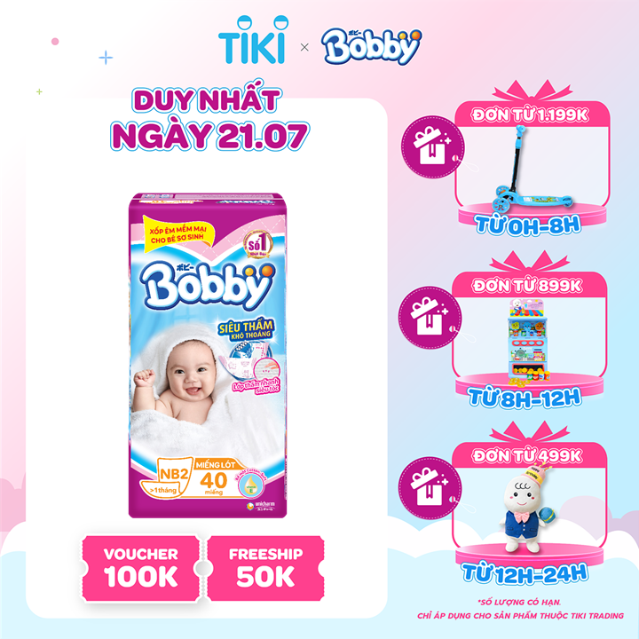 Miếng Lót Sơ Sinh Bobby Fresh Newborn 2 - 40 (40 Miếng)