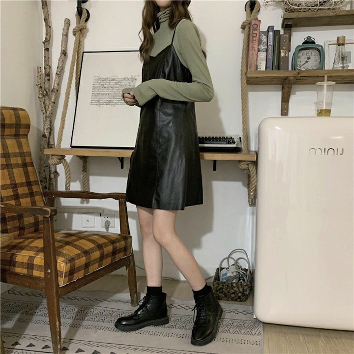 Đầm da hai dây cá tính Mã: DA5372