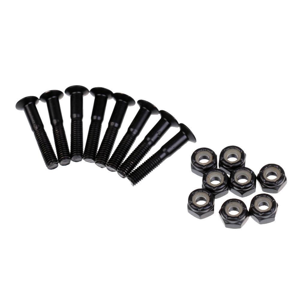 6x8 Pieces/ Set Cruiser Longboard Skateboard Hardware Screws Nuts - Black 28mm