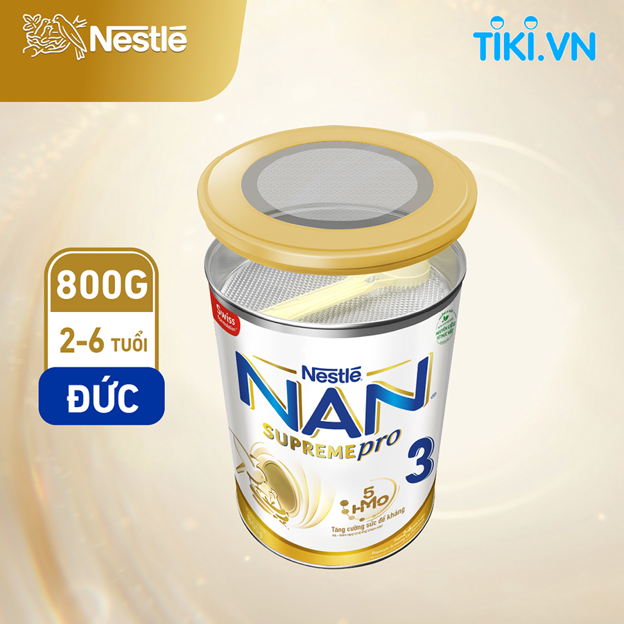 Sữa bột Nestlé NAN SupremePro 3 nhập khẩu từ Đức với 5HMO giúp tăng đề kháng, đạm Gentle Optipro giúp dễ hấp thu &amp; ngừa nguy cơ dị ứng (chàm sữa) (2 - 6 tuổi)