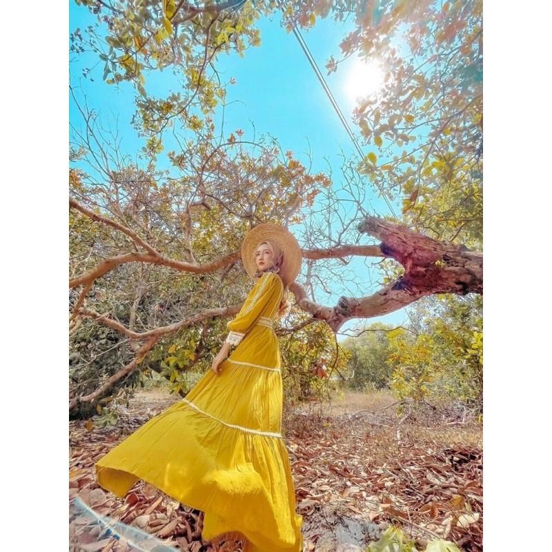Đầm maxi vàng