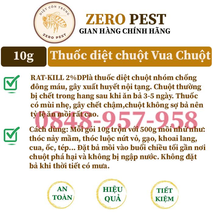 THUỐC DIỆT CHUỘT RAT KILL 10G, DIỆT CHUỘT SINH HỌC CHỐNG ĐÔNG MÁU, GÓI 10G TRỘN VỚI 500G MỒI NHỬ