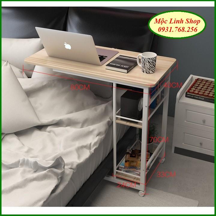 Bàn làm việc chân lệch 09B, có 2 ngăn để đồ và bánh xe 80x40x70