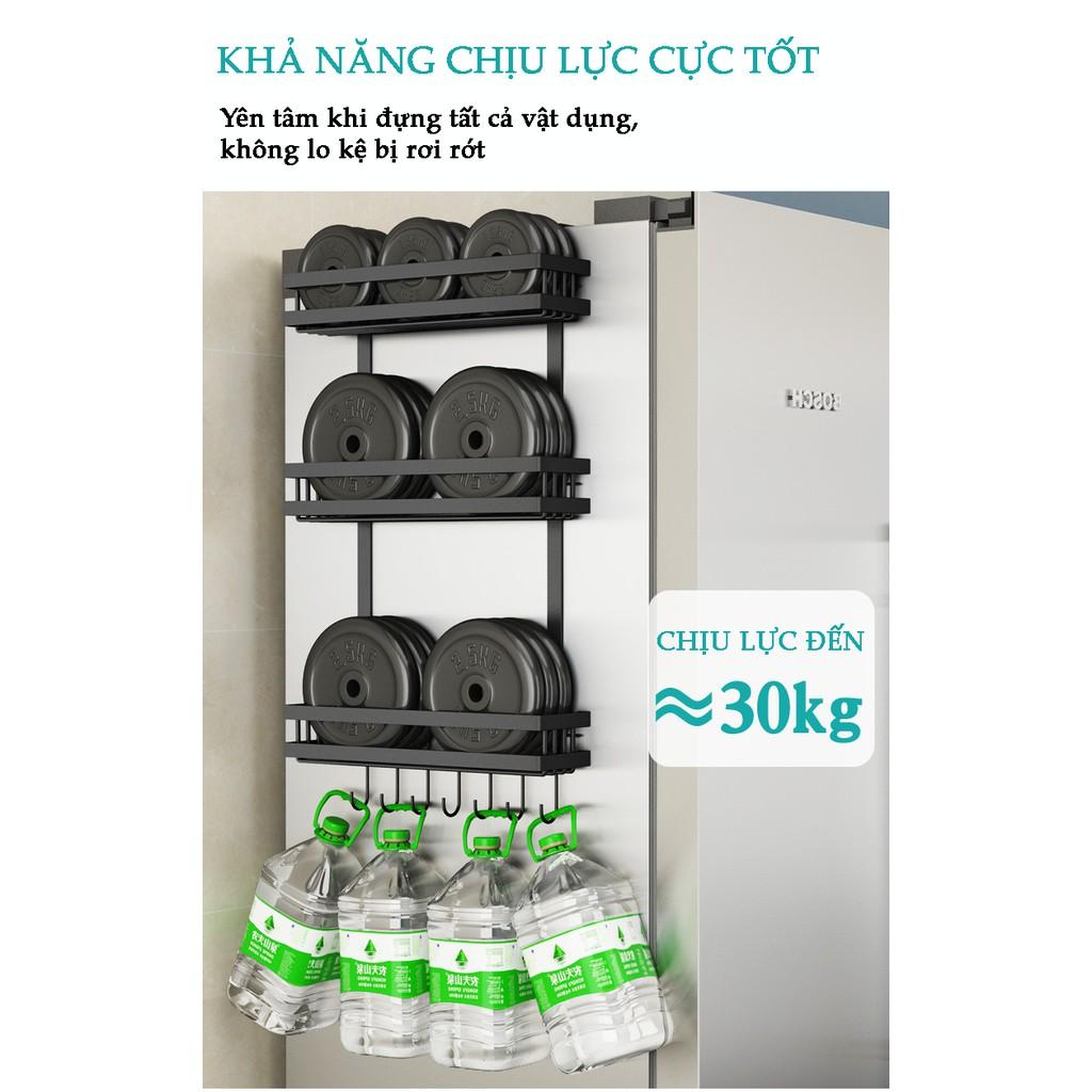 Kệ dán tủ lạnh 3 Tầng, 2 Tầng Thép Cacbon không gỉ Son tĩnh điện Đen Cao Cấp