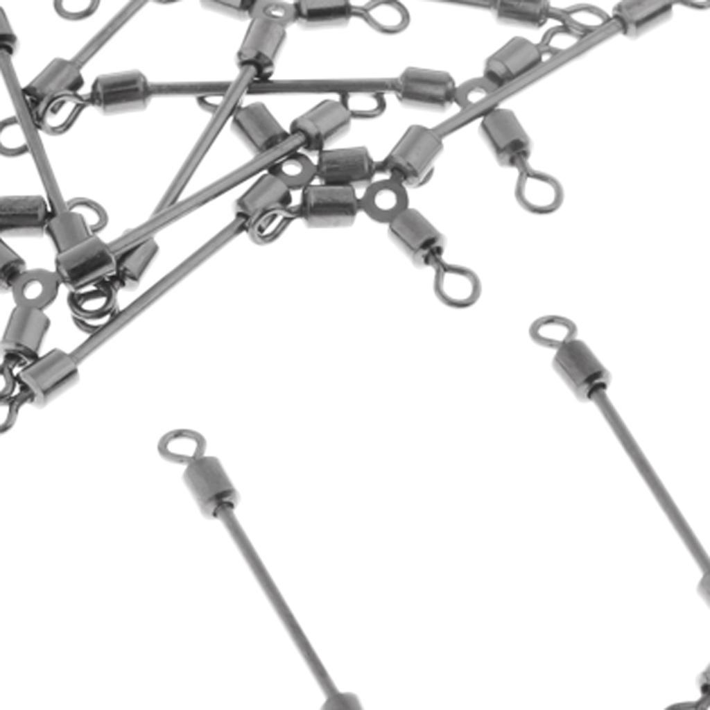50pcs 3 Way Fishing Swivels Snaps Long Leg O-shape Rolling Swivels Fishing Tackle