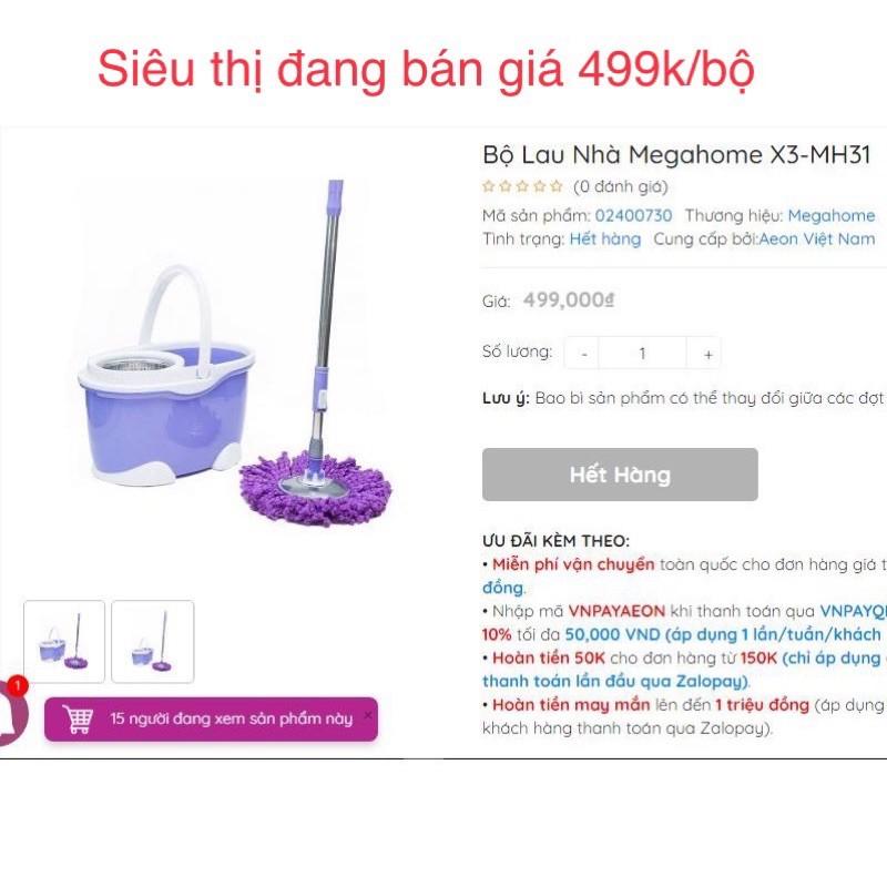 (XẢ HÀNG ) Thùng Lau Nhà MegaHome X3, Bộ Lau Nhà 360 độ siêu bền