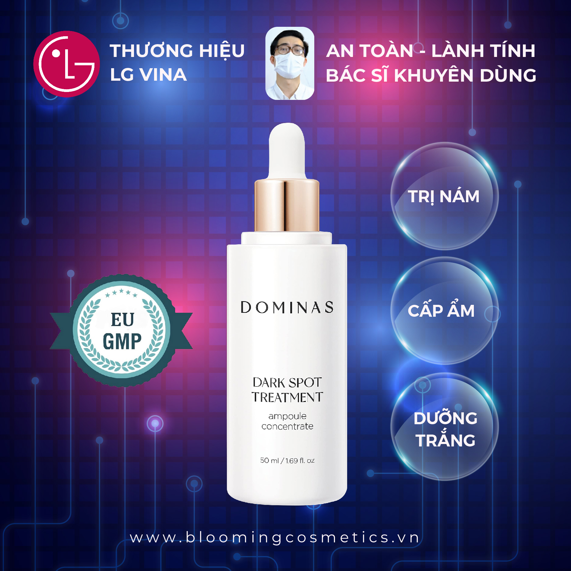 Serum dưỡng trắng da, mờ nám vượt trội Dominas Dark Spot Treatment 50ml