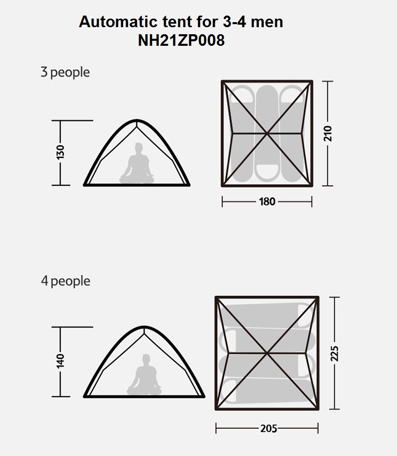 Lều 3 người tự bung NH21ZP008, lều dã ngoại (Automatic tent for 3 people)