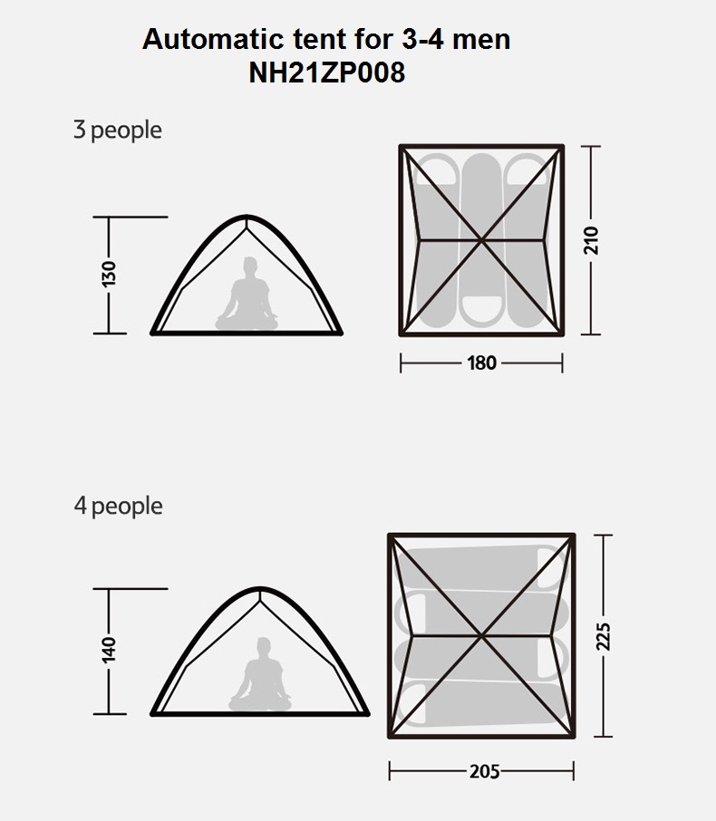 Lều 3 người tự bung NH21ZP008, lều dã ngoại