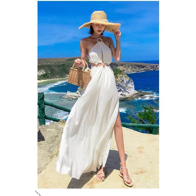 ĐẦM MAXI TRẮNG HỞ LƯNG ĐI BIỂN QUẢNG CHÂU