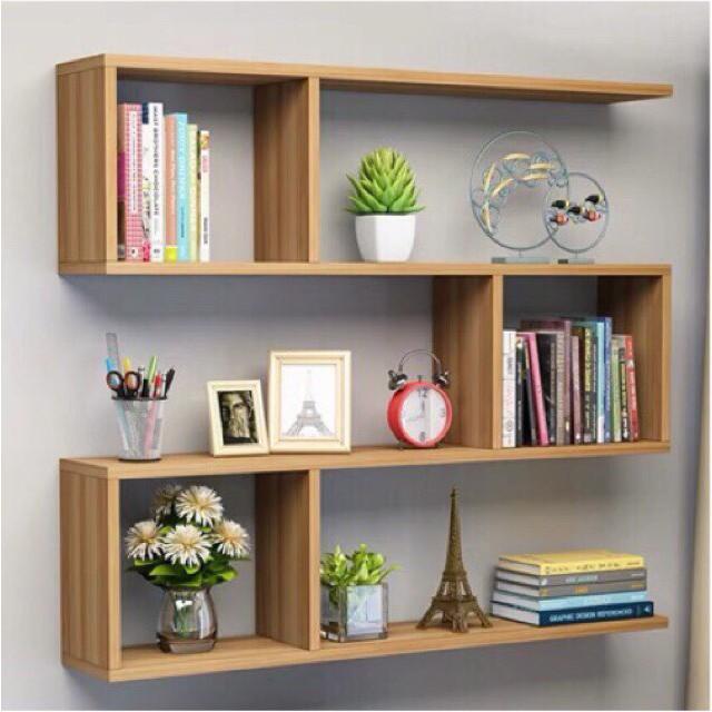 Kệ sách, kệ trang trí treo tường gỗ 3 ngăn dài 80cm x sâu 14cm (KS-24)