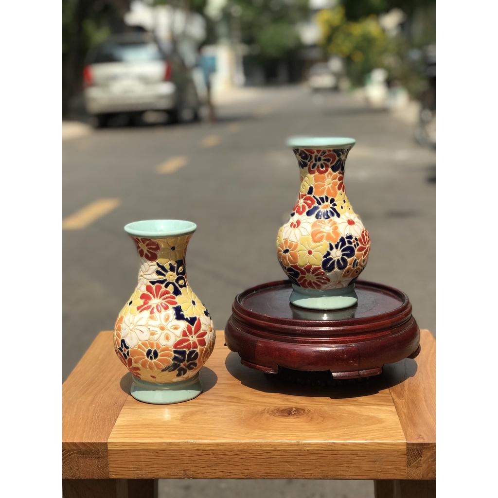 Bình Bách Hoa 21cm Gốm Sứ Nam Bộ Trang Trí Decor Cắm Hoa TDM