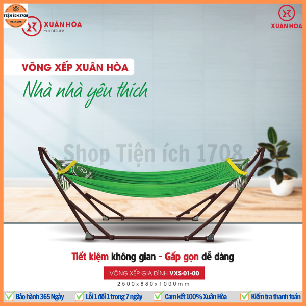 Võng xếp gia đình Xuân Hòa bền chắc gối đầu êm ái dễ dàng vệ sinh