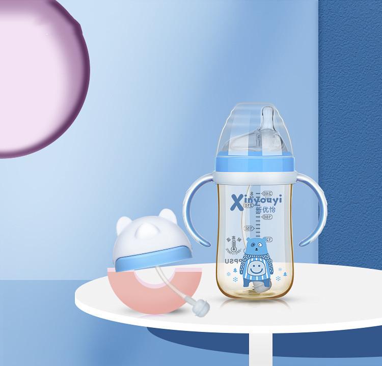 Bình Sữa Cổ Rộng PPSU Bình Sữa Núm Vú Silicone Nước Uống Chai Sữa Cho Trẻ Ăn Bộ Bé Bình Sữa Sơ Sinh Chịu Nhiệt Mềm Núm Ti