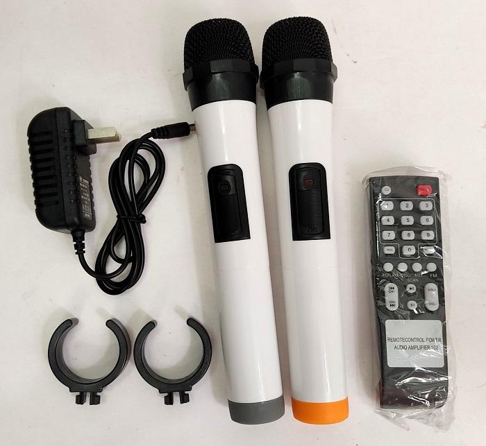 Loa kéo di động 3 tấc karaoke mr12 kèm 2 micro loa gỗ