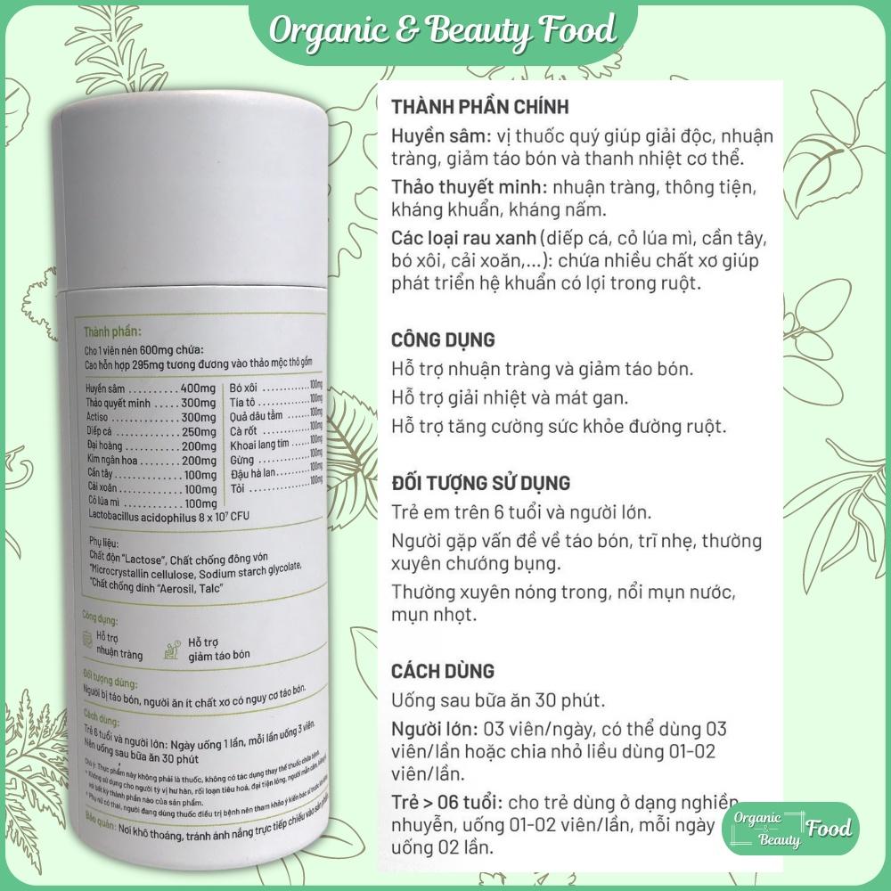 Viên Uống Nhuận Tràng VEGE HERB Dalahouse - Hộp 30 Viên - Hỗ Trợ Nhuận Tràng - Giảm Táo Bón