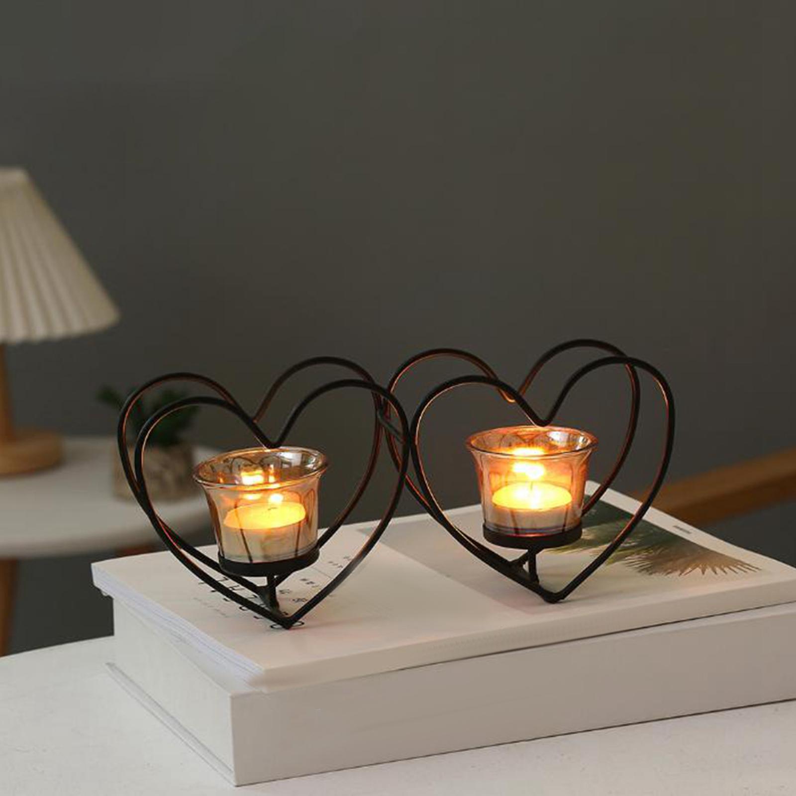 Nordic Heart Candle Holder Tealight Candlestick Decorative Candle Stand Wedding Holiday Table Centerpiece Decor Birthday Gift