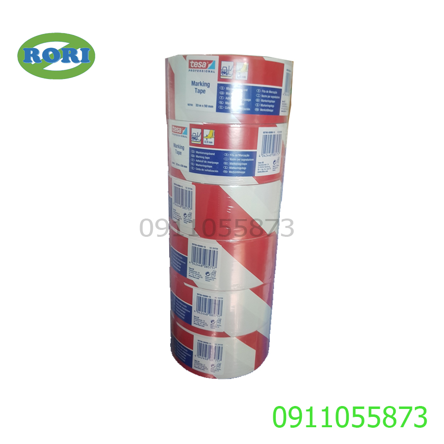 Băng Keo PVC Tesa 60760 33mx50mm Trắng Đỏ - Sản phẩm chất lượng Đức