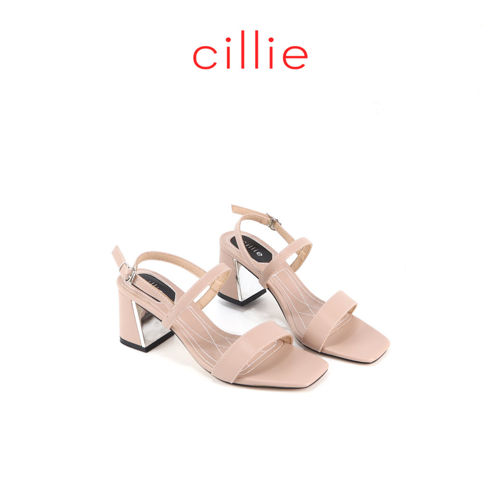 Giày sandal quai ngang gót xéo cao 5cm Cillie 1083