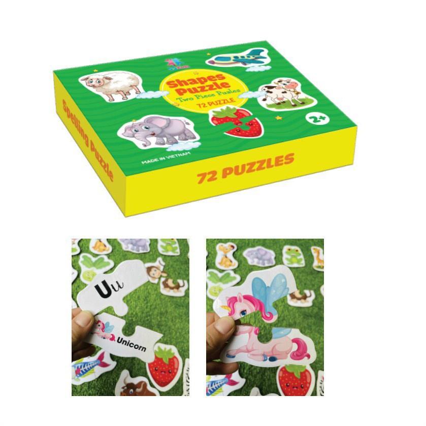 Bộ đồ chơi ghép hình tư duy 72 PUZZLE - Đồ chơi trí tuệ - Tư duy thông minh - Học chữ cái, chữ số- MT books