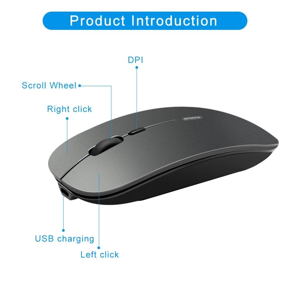 Chuột Không Dây Di Động 2.4Ghz 1600DPI Chuột Máy Tính USB Sạc Im Lặng Kinh Doanh Nhà Văn Phòng Mini PC Chuột Cho Laptop