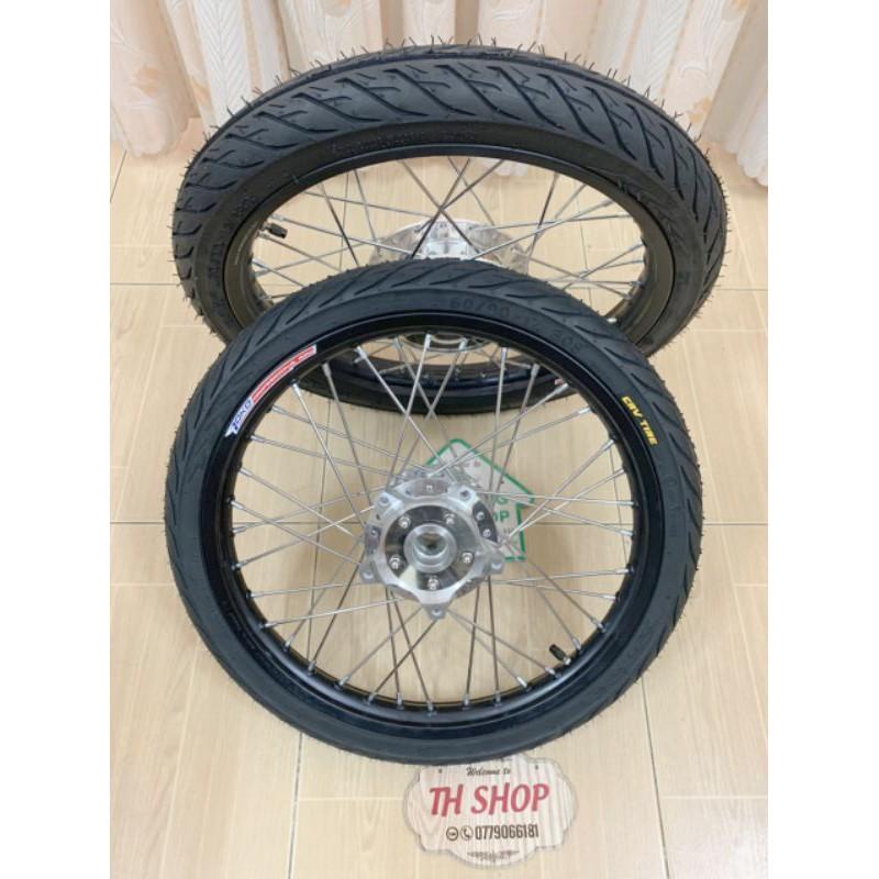BÁNH CĂM CHO XE EXCITER 150 NIỀNG NHÔM YOKO VỎ RUỘT CRV THÁI LAN GẮN VỪA NHƯ ZIN KHÔNG CHẾ ĐÃ RÚT CĂM VÔ VỎ RUỘT