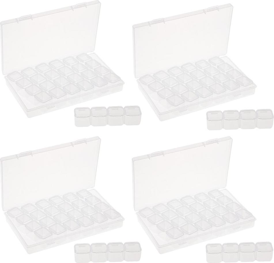 4X Nhựa Trong Tổ Chức Bình Chứa Túi Cất Giữ Móng Đầu Trang Sức Hạt