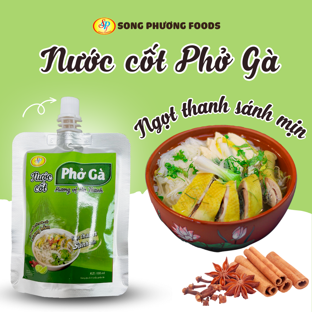 Nước cốt phở Gà hương vị Hà Thành -Hàng xuất khẩu Nhật- Hoàn toàn từ nước cốt xương hầm,thơm ngon, chuẩn vị, không cần nêm nếm- túi 100ml