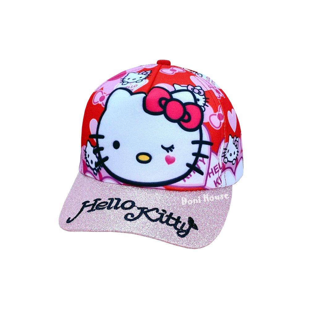 Nón Kết Mũ Lưỡi Trai Cho Bé Gái Từ 4 5 6 7 Tuổi Vòng Đầu 52cm Màu Hồng Hình Mèo Kitty Dễ Thương NK252