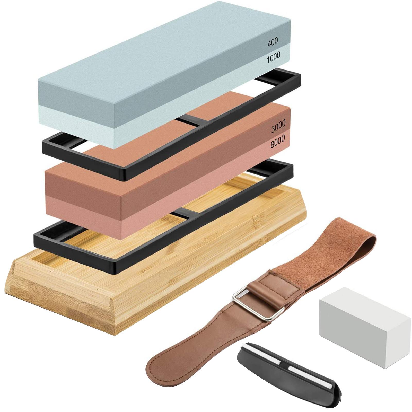 Đá màiTrắng Hai Mặt 400 / 1000 3000 / 8000 Grit với dây da điều chinh