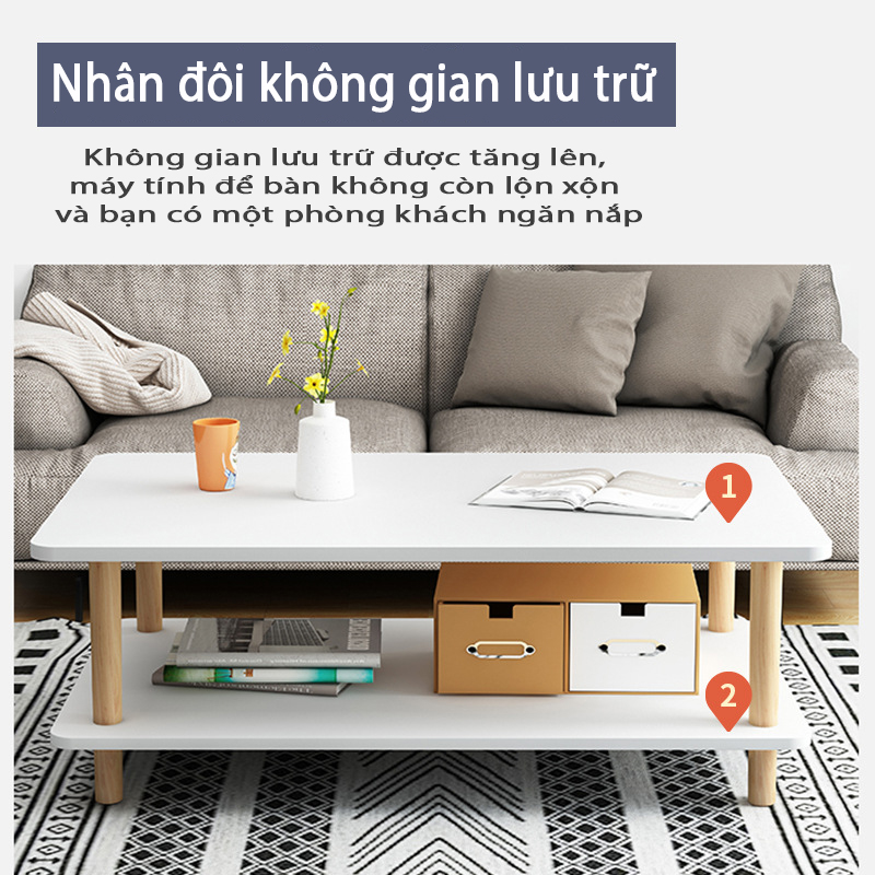 Bàn Trà Phong Cách Bắc Âu Thiết Kế 2 Tầng Tăng Thêm Không Gian Để Đồ