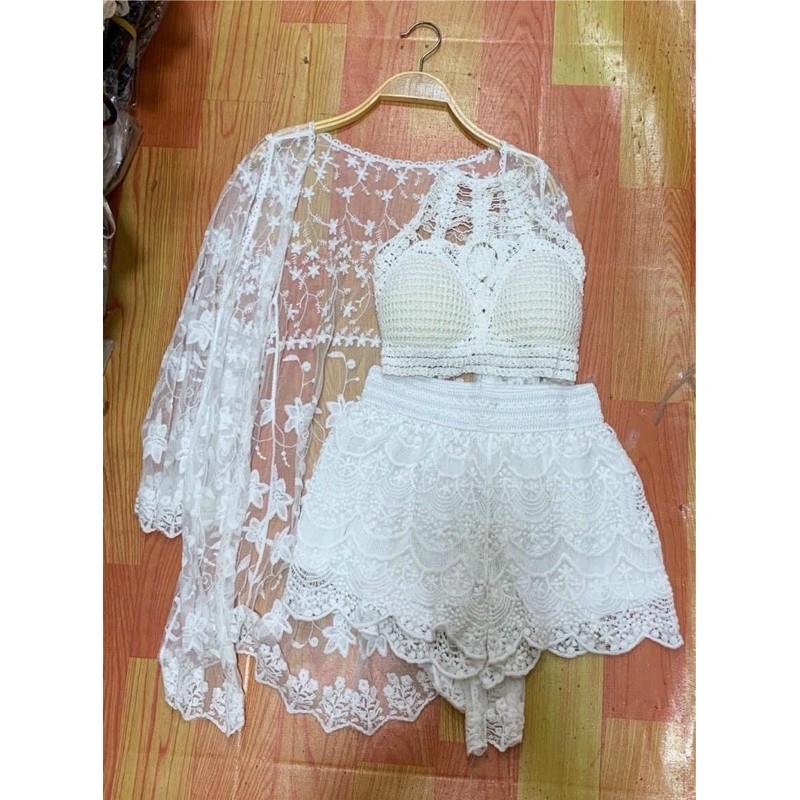 19-Set bikini ren đi biển 3 món- có bán rời