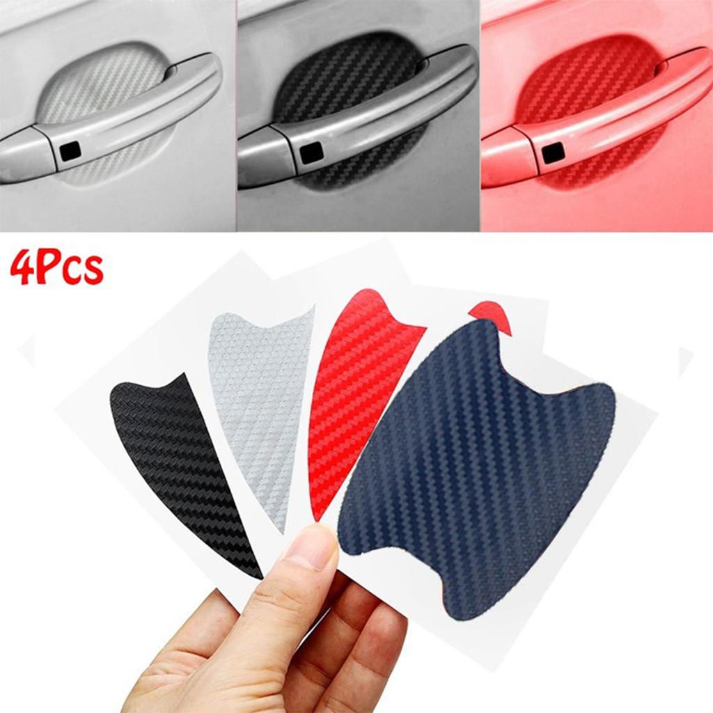 4 Pcs Carbon Fiber Anti Scratch Car Door Handle Protective Film