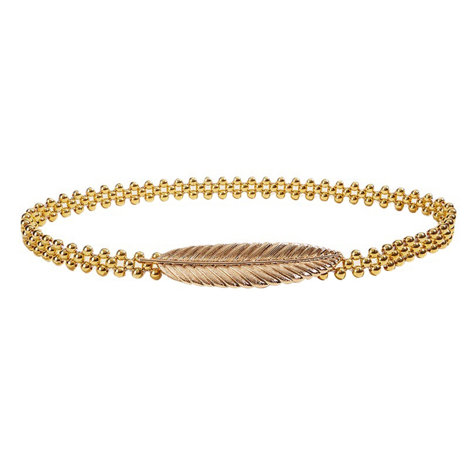 Women's Skinny Belt Metal Chain Waist Belt Elastic Wedding Bridal Belt Waist Band
