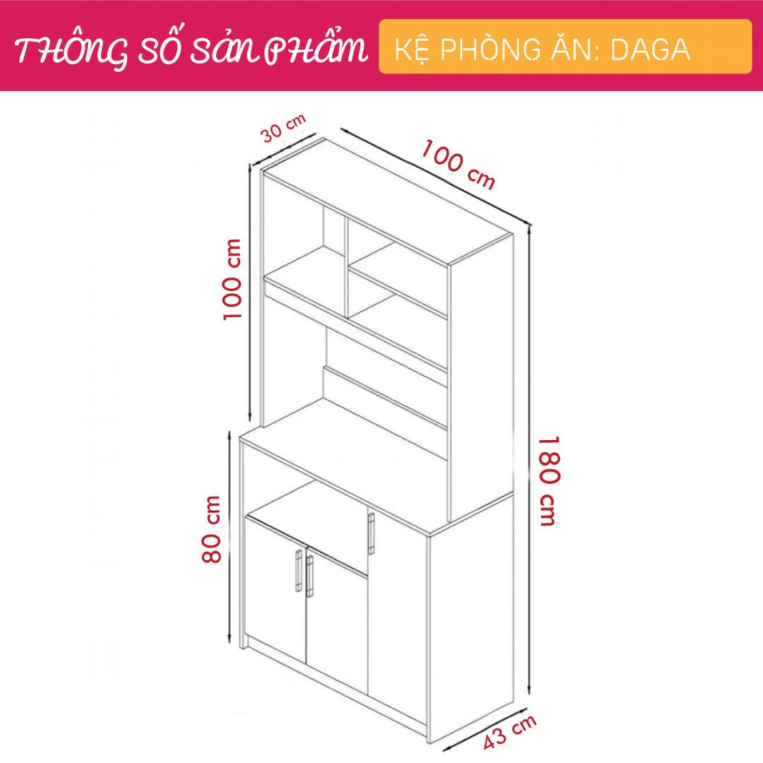 Tủ phòng ăn gỗ hiện đại SMLIFE Daga | Gỗ MDF dày 17mm chống ẩm | D120xR45xC130cm