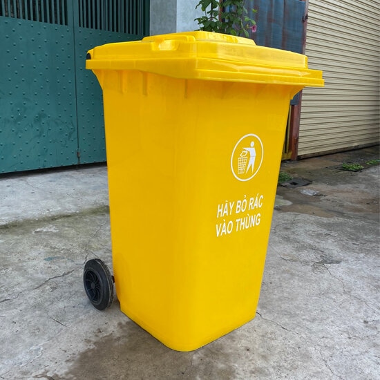 Thùng rác nhựa HDPE 240l màu vàng