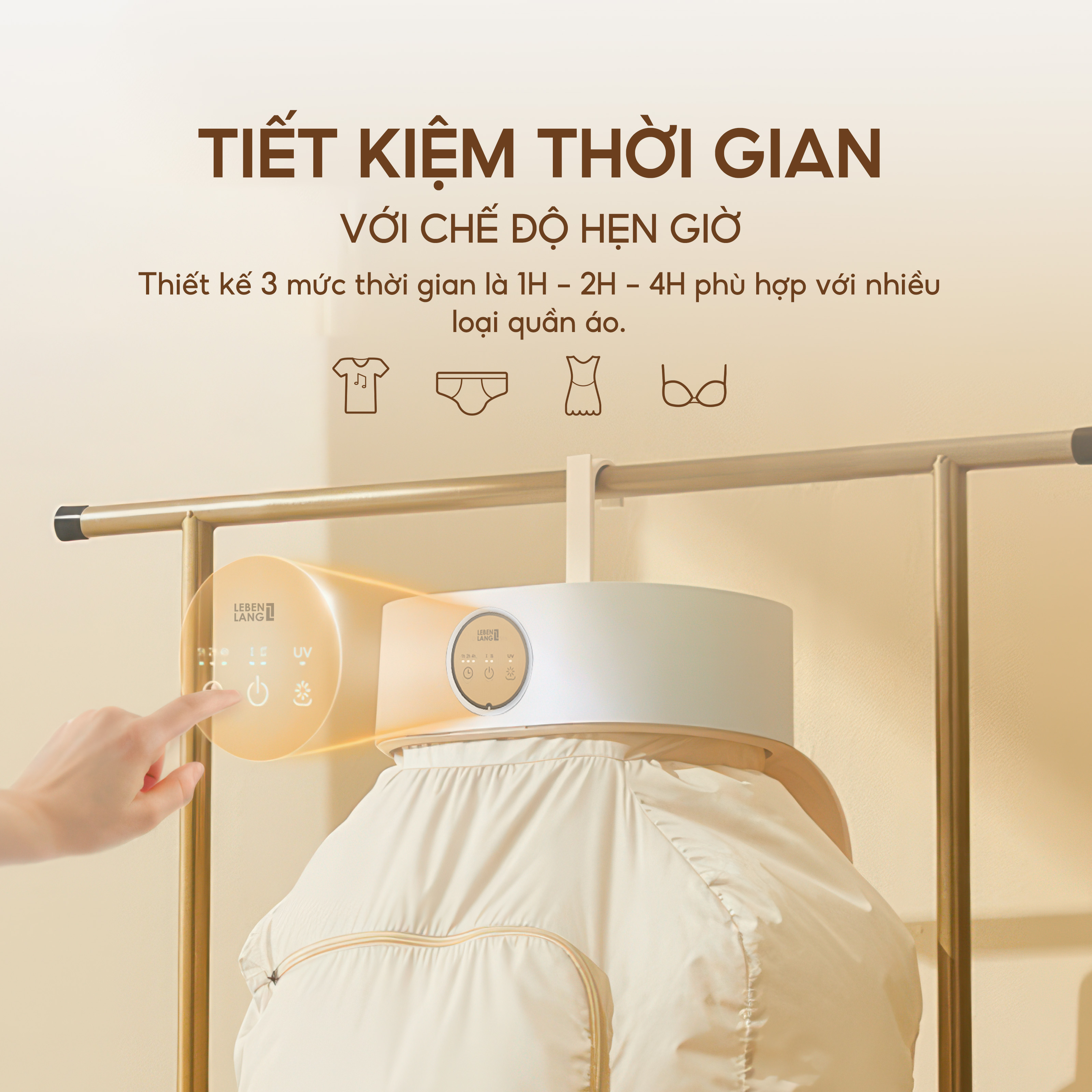 Tủ sấy quần áo di động Lebenlang LBL6268, công suất 600W, thiết kế gọn nhẹ, giải pháp sấy quần áo hiệu quả, bảo hành 2 năm - hàng chính hãng