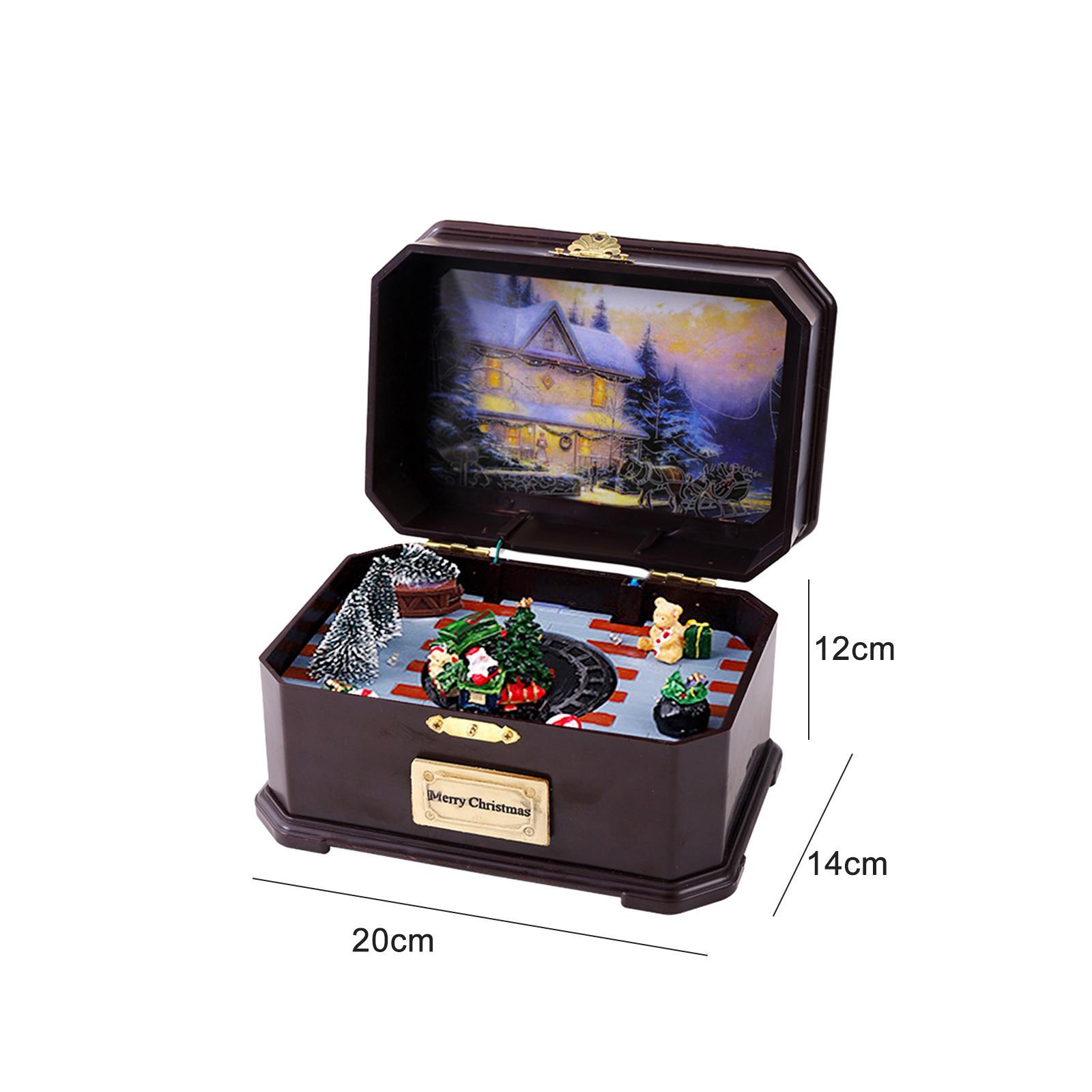 Xmas Music Box Decor Christmas Retro Creative Glow Tabletop Luminous Musical Box for Home Decoration Holiday Party